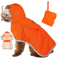 SlowTon dog raincoat waterproof material keeps your dog dry in wet weather.