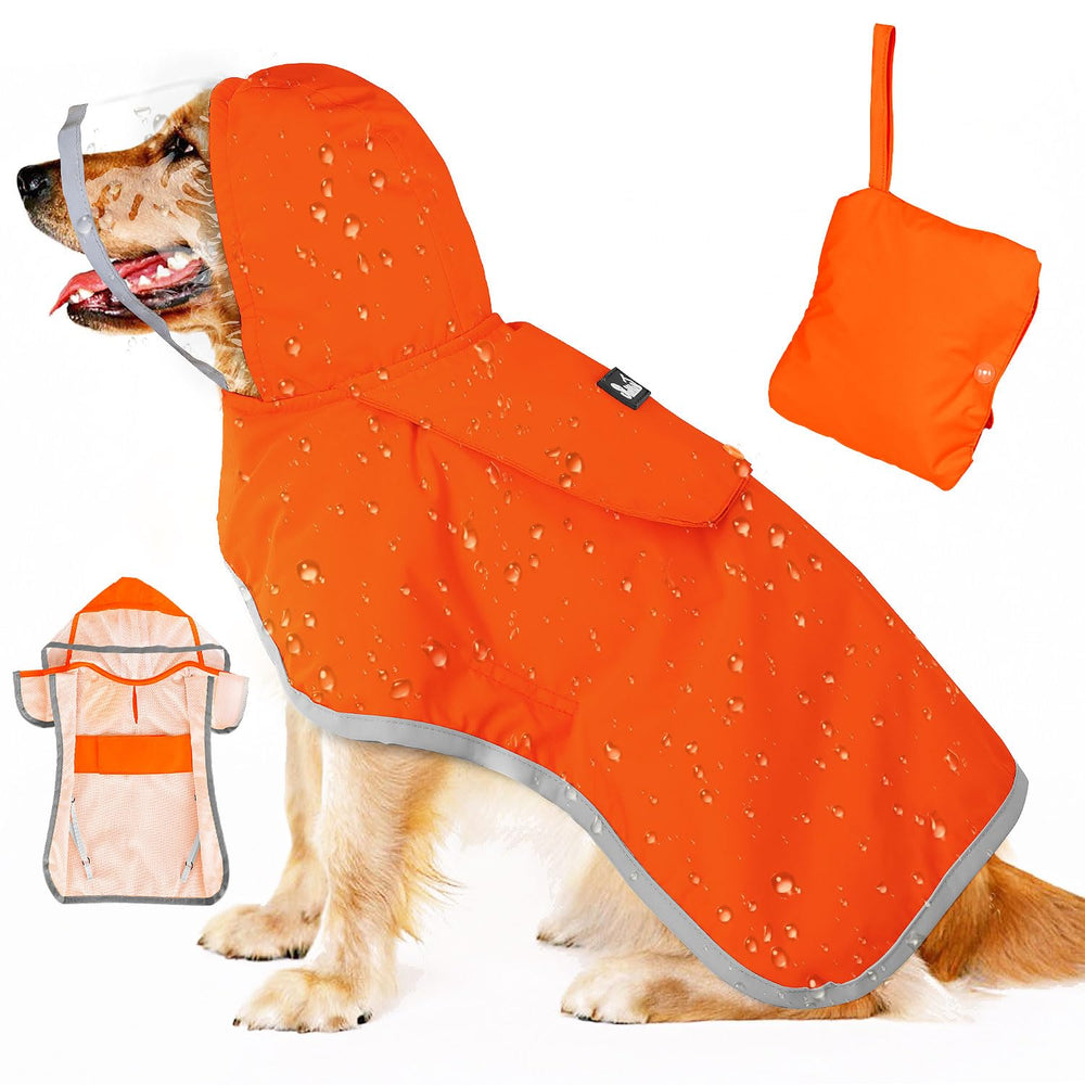 SlowTon dog raincoat waterproof-poncho shields your dog from rain during walks.
