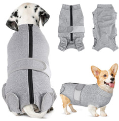 SlowTon dog-surgery-recovery-suit back-zipper highlights easy wear and secure fit.