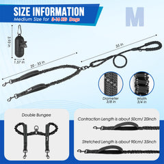 SlowTon Double Leash secondary rope with three handles enables flexible multi-dog management.