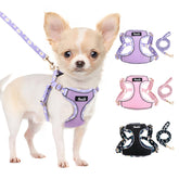 SlowTon harness purple front view for small dogs, shows breathable mesh and secure fit.