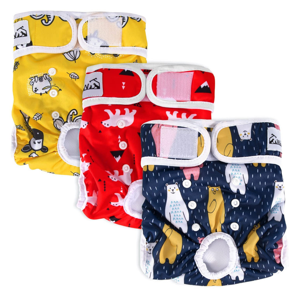 SlowTon washable dog diapers three-pack patterns for daily use and leak prevention