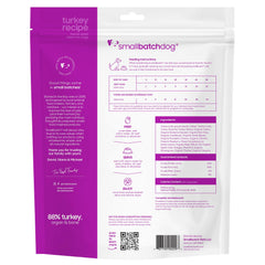 Smallbatch Pets organic produce and turkey ingredients showcased for balanced meals.