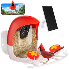 Smart AI Outdoor Solar Bird Feeder front view showing solar reliability for year-round birdwatching