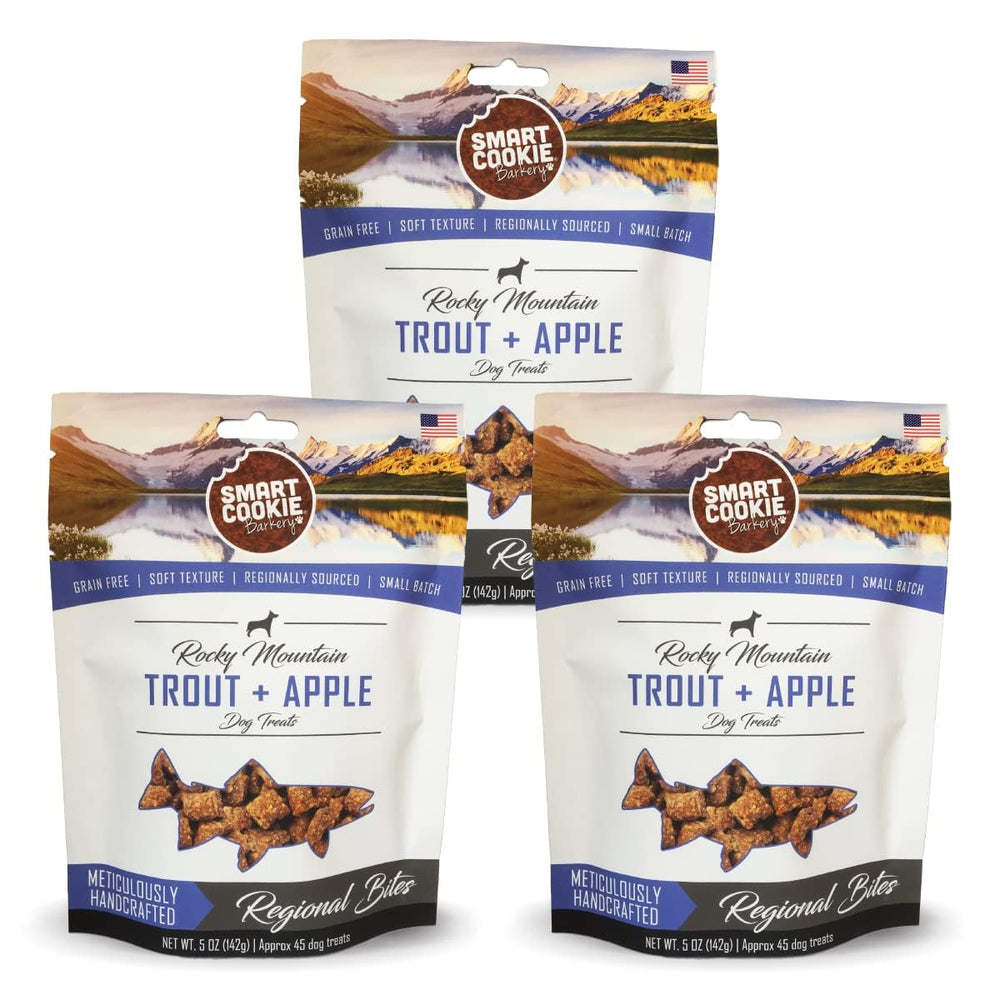 Smart Cookie Trout-Apple soft treats pack shot for allergy-friendly training rewards