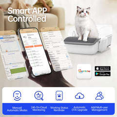 Smart Self-Cleaning Cat Litter Box sealed waste drawer aids odor control between changes.