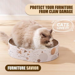 SMARTBEAN oval scratching pad side view highlights compact design for small spaces.