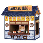 SMILE PAWS Korean BBQ cat house front view offers a cozy indoor retreat for cats.