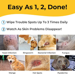Smiling Paws Pets medicated wipes close-up package showing medicated formula