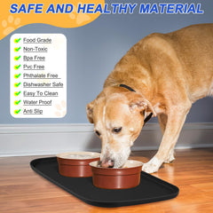 SMILOOL dog bowl mat anti-slip design keeps bowls in place