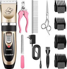 Sminiker Professional cordless grooming clippers for dogs, cats, and horses offer versatile home grooming.