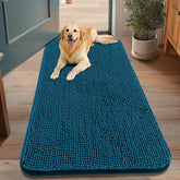 Smiry dog door mat 48x30 Atlantic Blue showing moisture-absorbing surface for dry paws