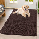 Smiry dog door mat absorbent-chenille traps moisture to keep entryways dry.