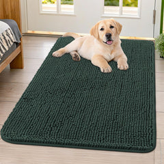 Smiry Dog Door Mat close-up shows plush chenille absorbing moisture and trapping dirt.