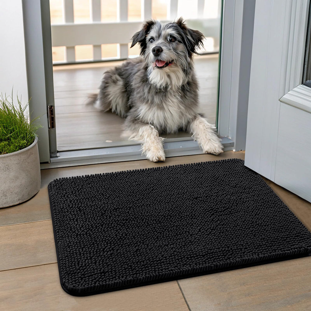 Smiry dog door mat absorbs moisture at the front door for cleaner entry