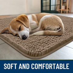 Smiry dog door mat chenille close-up showing plush pile for cozy steps.