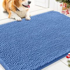 Smiry dog door mat cornflower blue front view; durable and welcoming.