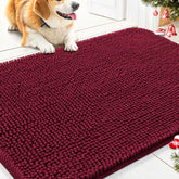 Smiry dog door mat front view in burgundy, absorbs moisture from muddy paws.