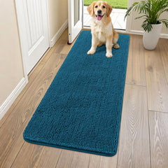 Smiry dog door mat muddy paws front view shows absorbent chenille for entryway cleanliness