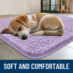 Smiry dog door mat muddy paws closeup chenille shows soft plush for paws.