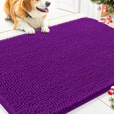 Smiry dog door mat close-up shows plush chenille absorbing moisture and dirt