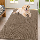 Smiry dog door mat front view in camel captures muddy paws at the doorway, reducing mess.
