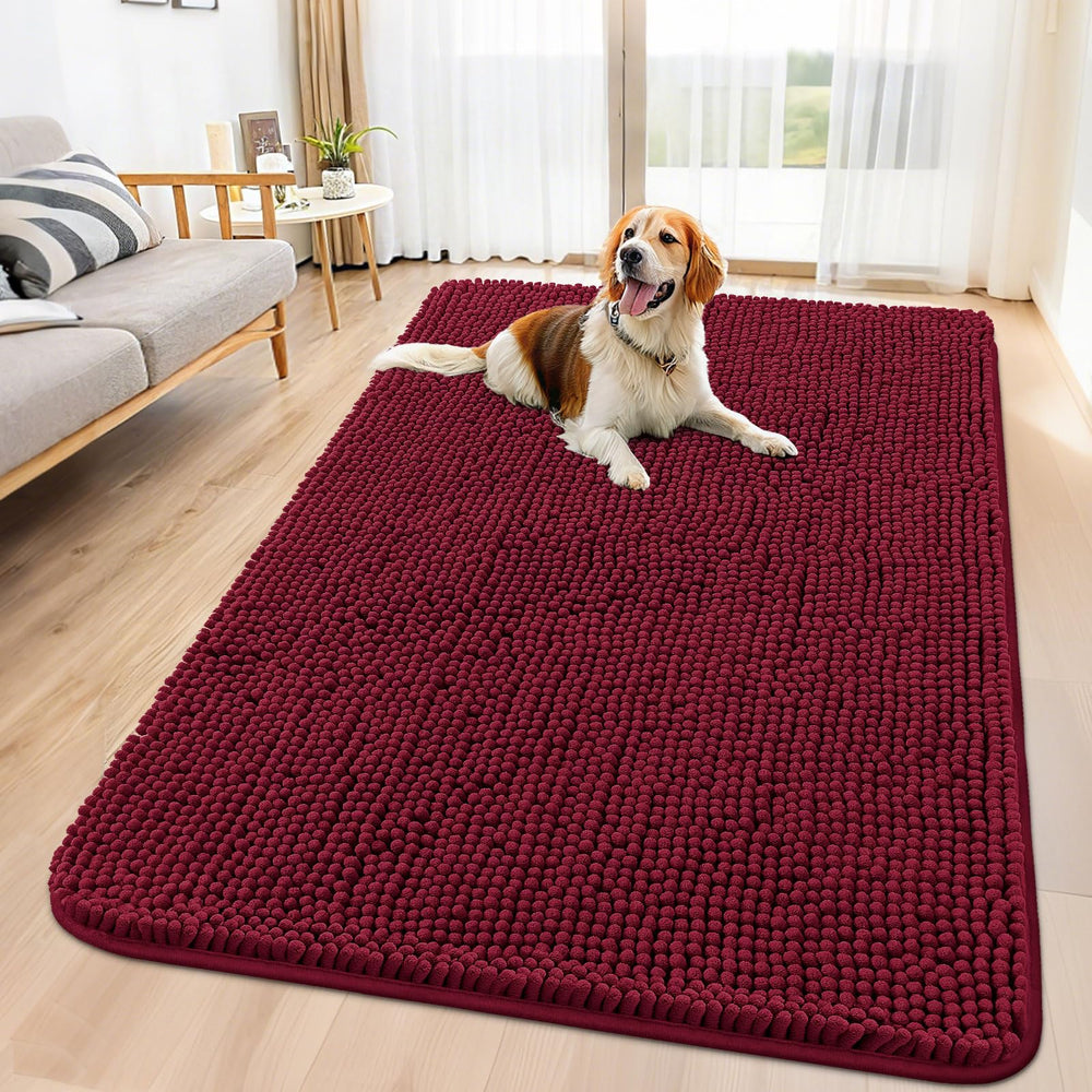 Smiry dog door mat muddy-paws front view helps keep entryway dry