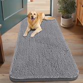 Smiry dog door mat muddy-paws demonstrates moisture absorption for clean entryways.