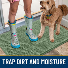 Smiry dog door mat non-slip-backing prevents shifts during busy moments.