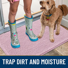 Smiry dog door mat with non-slip rubber backing stays put during busy entrances