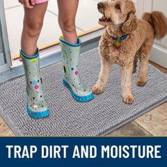 Smiry dog door mat with non-slip rubber backing stays in place