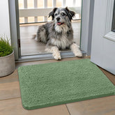Smiry dog door mat in olive green absorbs moisture at entry, reducing wet paws.