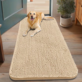 Smiry dog door mat plush-chenille closeup emphasizes soft comfort for pets and guests.