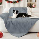 Smiry waterproof dog bed blanket closeup shows water-repellent lining blocking spills.