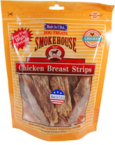 SMOKEHOUSE TREATS chicken breast strips 8oz pack—great for rewards.