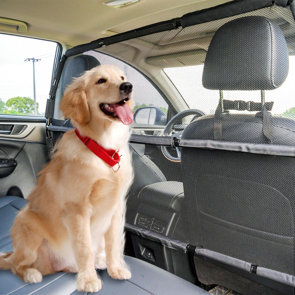 Snagle Paw dog car barrier provides broad coverage for safer backseat journeys.