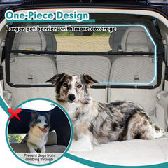 Snagle Paw dog car barrier see-through mesh provides clear visibility with secure rear area.