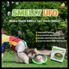 Sniffiz SmellyUFO in motion showing wobble action for engaging movement based play.