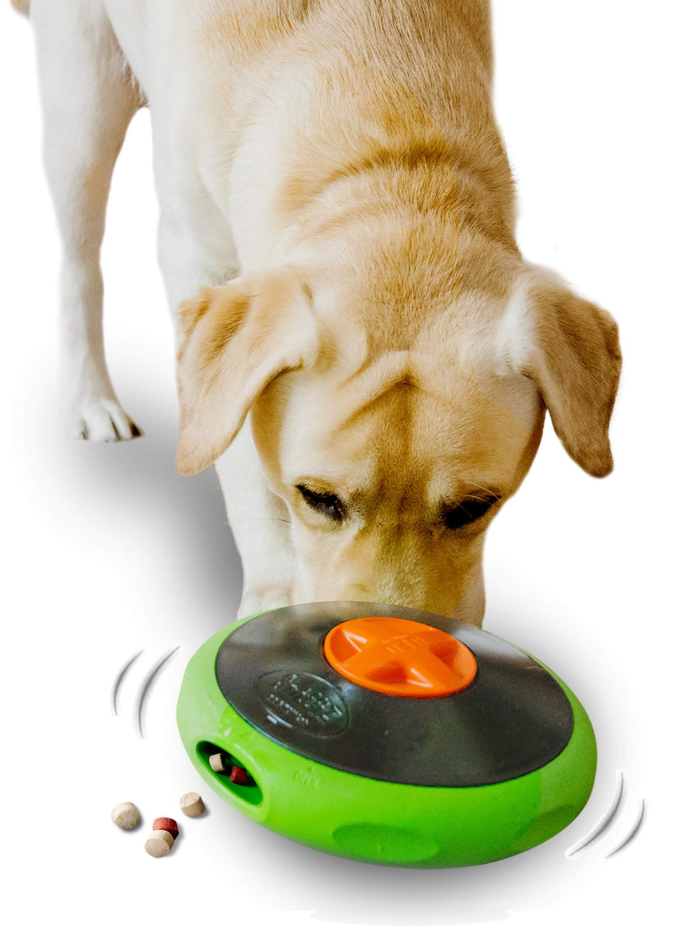 Sniffiz SmellyUFO durable shell close-up shows long lasting play and chew resistance.