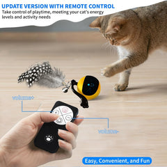 Snoslme cat ball toy feather tail attracts cats during chase