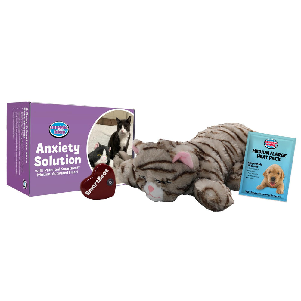 Snuggle Kitty heartbeat toy close-up showing real-feel pulse for soothing companionship.