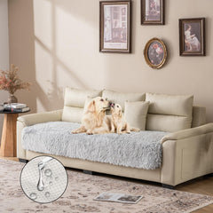 Snugglesinto plush long fur mat closeup texture highlights luxurious warmth for pets.