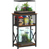 Snughome aquarium stand top view—three-tier design for organized fish-keeping with 10-gallon tank.