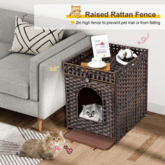 Snughome cat litter box enclosure brown door-open view shows private litter area for cats