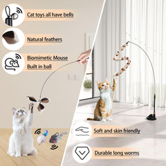 Soarer cat fishing pole toy pack provides varied play to exercise and entertain