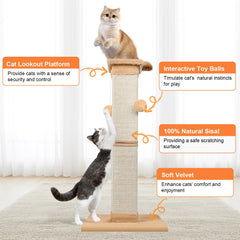 SOCATER cat scratching post vertical-scratching-area provides ample space for stretching.