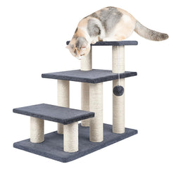SOCATER pet stairs grey three-steps up-to-bed for safe bedside access