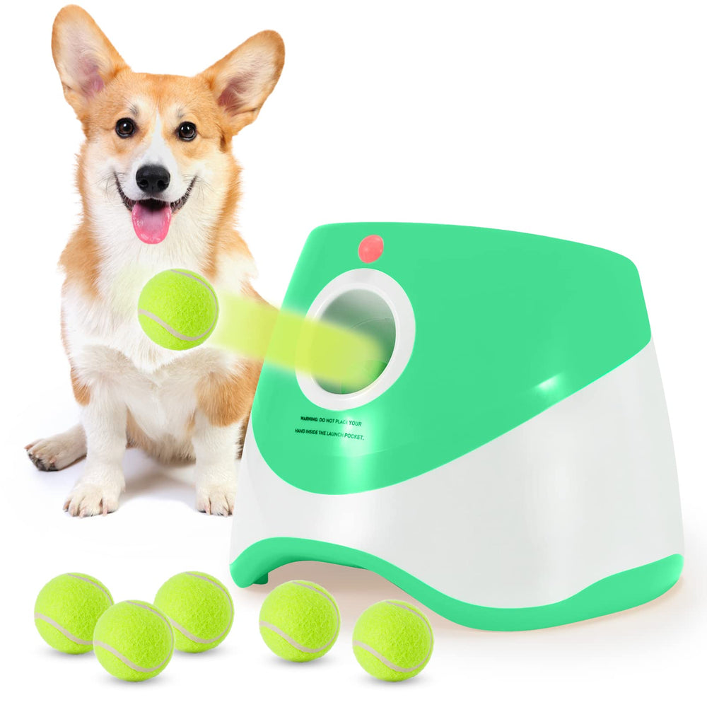 SOCO dog ball launcher front view highlighting compact design for home play