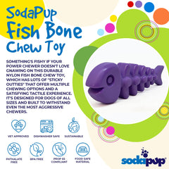 SodaPup Dog-chewing-fish-bone shows dog gnawing on durable nylon