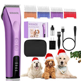 Sodaer professional pet clipper front view in purple for efficient cordless grooming